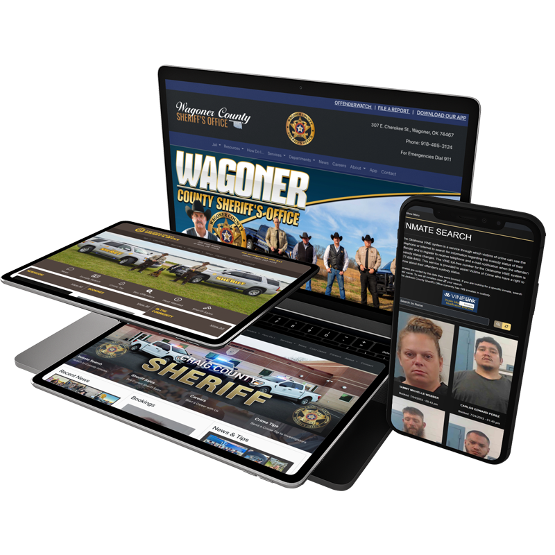 screenshots of websites built for sheriff offices