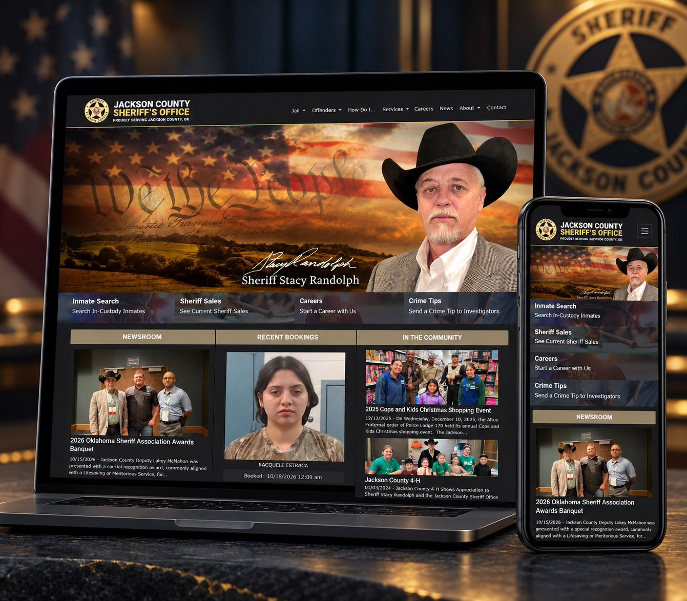 Custom Sheriff's Office website design displayed on desktop and mobile devices